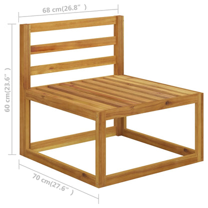 Grand Salon de Jardin Modulable 6 Places + Pouf en Acacia & Coussins Crème - Riviera