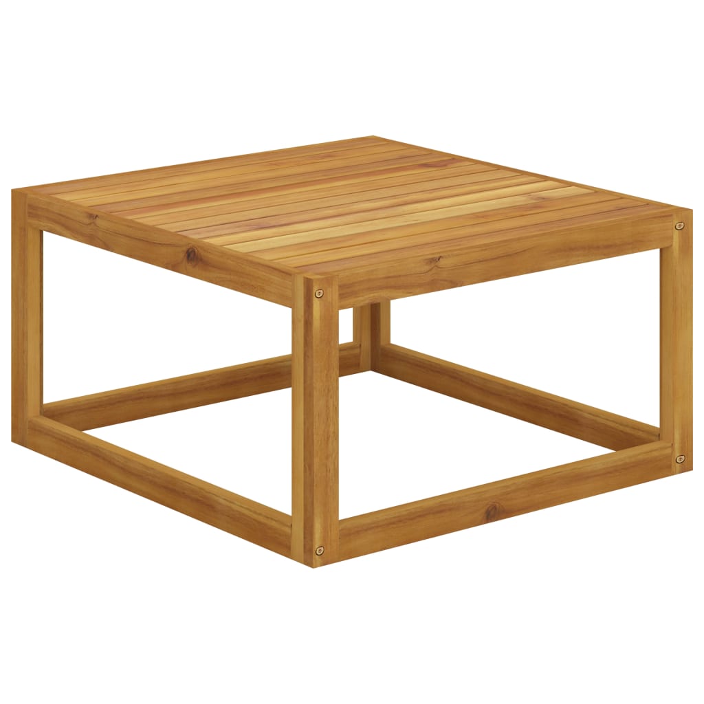 Grand Salon de Jardin Modulable 6 Places + Pouf en Acacia & Coussins Crème - Riviera