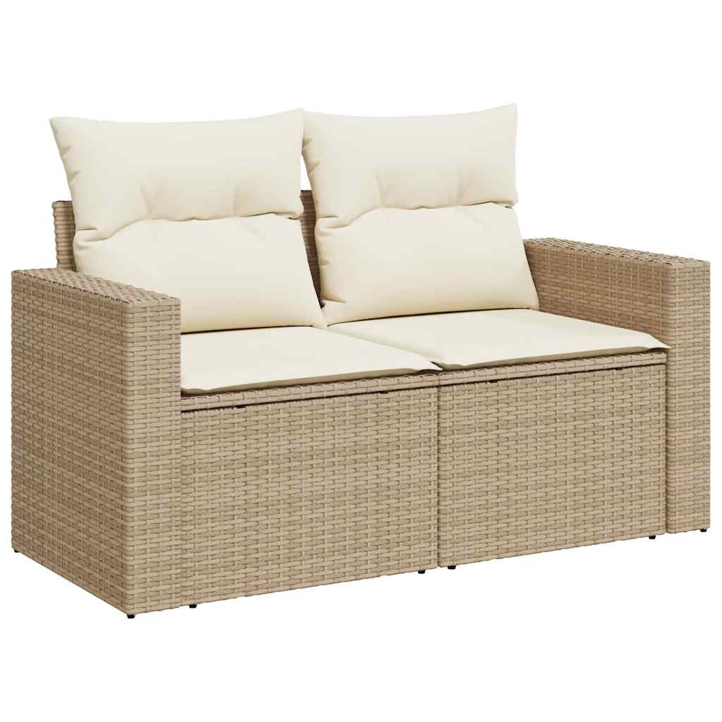 Canapé de Jardin 2 Places Résine Tressée Beige avec Coffre - Toscane Duo