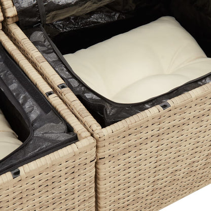 Canapé de Jardin 2 Places Résine Tressée Beige avec Coffre - Toscane Duo