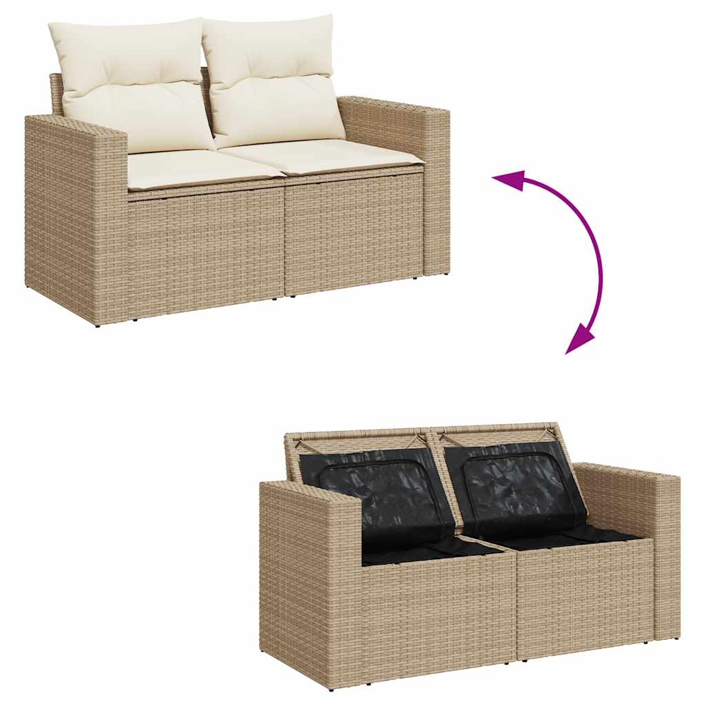 Canapé de Jardin 2 Places Résine Tressée Beige avec Coffre - Toscane Duo